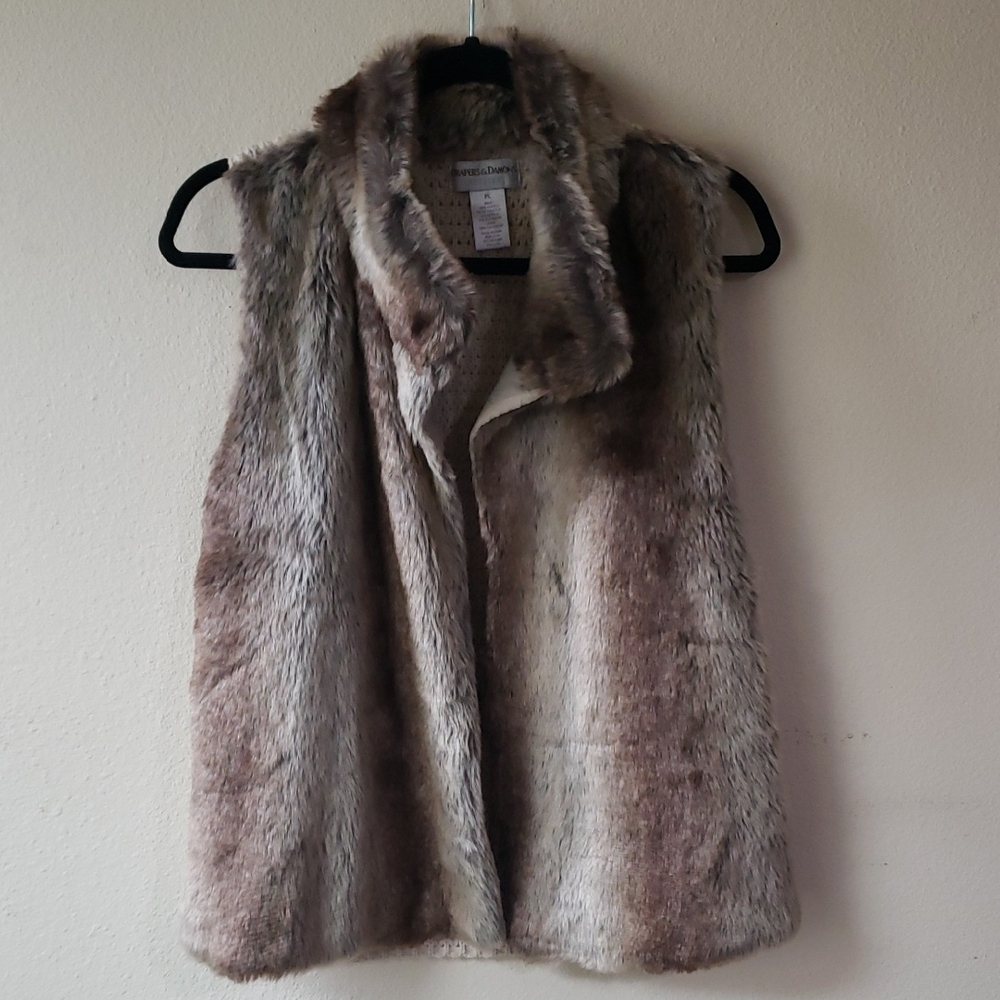 Faux Fur Vest in Brown and Cream